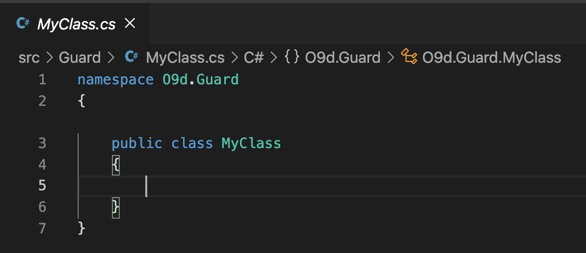 Creating a new class honouring the root namespace