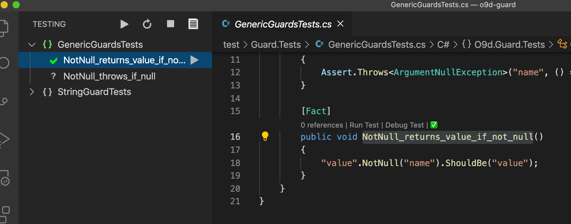 Exploring tests with the .NET Core Test Explorer Extension